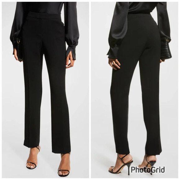 Lafayette 148 New York Black Pleated Straight Leg Side Zip Pants Size 10 NWT - Picture 1 of 12